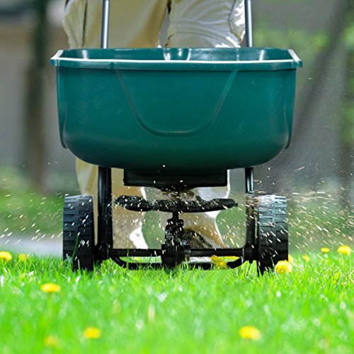 Goplus Broadcast Spreader Builder Fertilizer Push Walk Behind, Garden