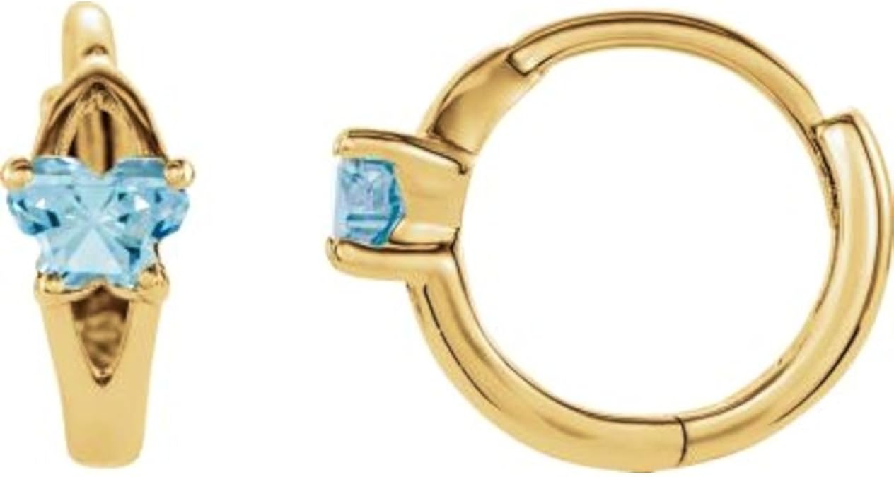Amazon.com: Bfly CZ March Birth Month Imitation Stone Hinged Earrings in 14k Yellow Gold: Jewelry