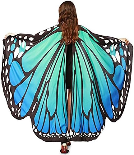 Etaclover Adult Printing Chiffon Cape Butterfly Cloak Halloween Hooded Poncho Multi Use for Dancing/Yoga/Beachwear