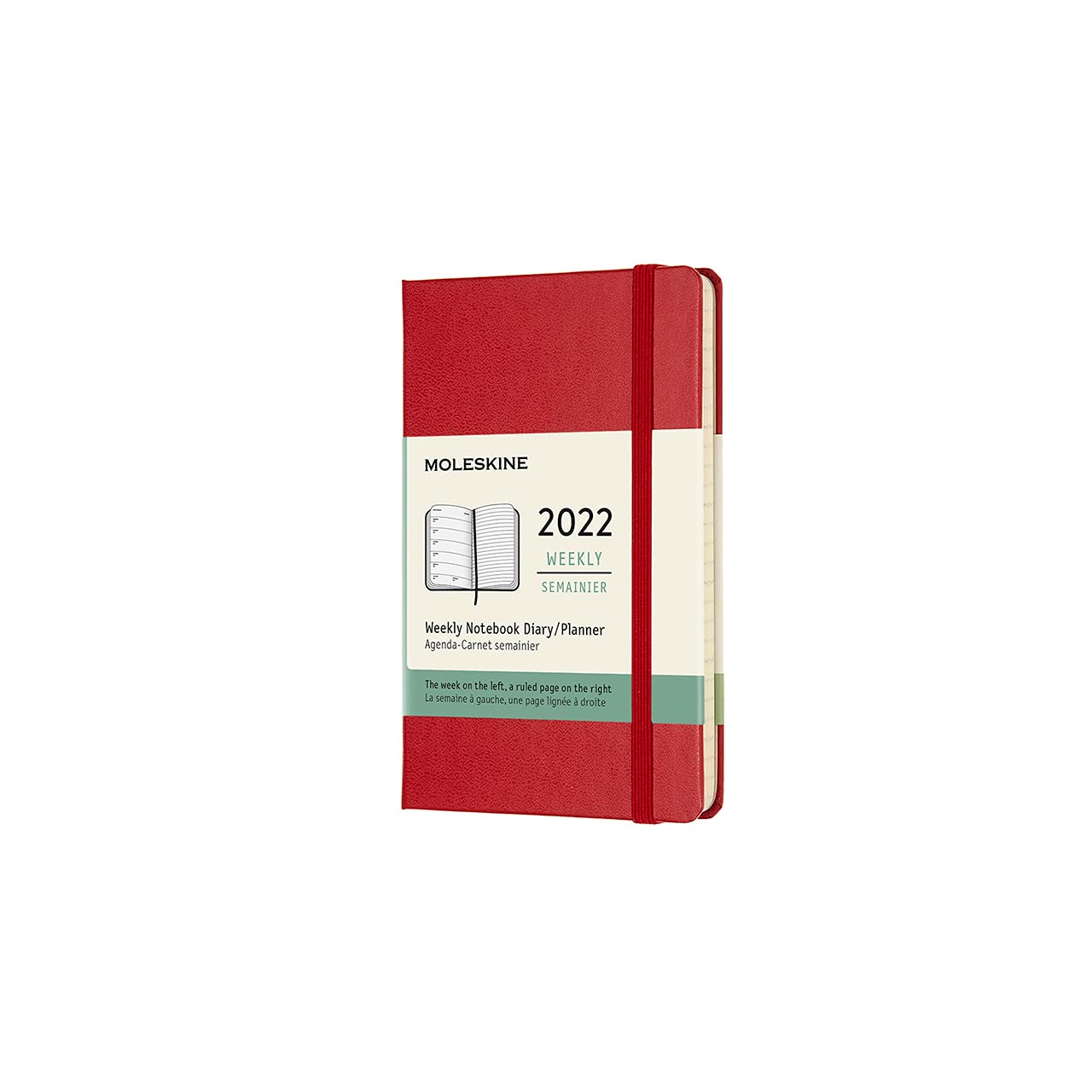 Moleskine Weekly Planner 2022, 12-Month Weekly Diary, Weekly Planner and Notebook, Hard Cover, Pocket Size 9 x 14 cm, Colour Scarlet Red, 144 Pages