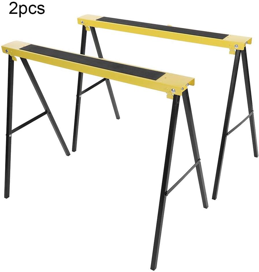 thumbnail interactive-video image 1 of HOMFME Folding Saw Horse Twin Pack - Heavy Duty Metal Work Trestles, 454kg Capacity, Orange 1 of 3