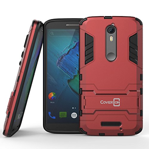 Motorola Droid Turbo 2 Case, CoverONÂ® [Shadow Armor Series] Dual Layer Hybrid Cover Kickstand Phone Case For Motorola Droid Turbo 2 / X Force 2 / Kinzie Bounce - Red & Black