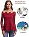 iClosam Women Sexy Off Shoulder A-line Long Sleeve Floral Lace Shirt Tops, Wine Red, Large