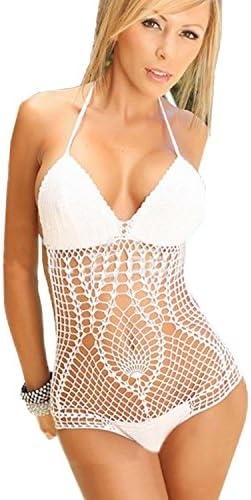 Sexy Swimwear Crochet Bathing Suit Crochet Swimsuit Monokini Knit Bikini Set BM01 WhiteMedium Charming
