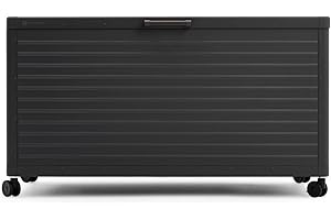 MIRADOR 134 Gallon Outdoor Storage Box Waterproof, Metal Deck Box with wheels for Patio Furniture, Garden Tools, Outdoor Cushion, Charcoal