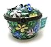 Kelvin Chen Enameled Postage Stamp Dispenser - Floral with 3-D Flowers and Bumble Bee, 2.25 Round