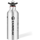 CAMPEAK liquid Fuel Bottle 0.5L for Outdoor Camping with Safety Valve,Silver