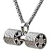 Dumbbell Pendant Genuine Necklace Men's Stainless Steel Chain (rhodium)