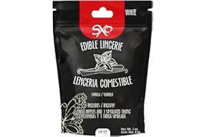 SXO Flavored Edible Lingerie for Couples - Coordinated 2 Edible Nipples and 1 simulated thong (White - Vanilla)