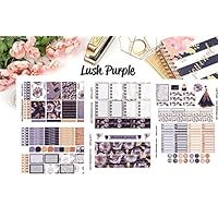 Lush Purple, Planner Calendar Sticker Kit 6 sheets on matte. Happy Planner and Erin Condren sizes. Kiss cut, just peel and stick.