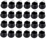 Halloween Mini Plastic Cauldrons - 24-Pack Black Witch Pots, Novelty Candy Holder Buckets, Small Kettles for Halloween Decoration, Party Supplies, 2.5 x 2.5 x 2.1 Inches