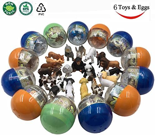 6 Pcs Surprise Eggs Filled Bright Colorful Easter Eggs[Wild animal, Minifigures,Cars,Bandai toys,Action Figure,Finger Doll,Dinosaur etc.] 2.7 Inches eggshell,1 Egg=1 Toy ( Random send )