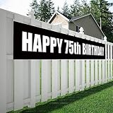 Maplelon Happy 75th Birthday Banner, 75 Birthday Party Sign Supplies Decorations