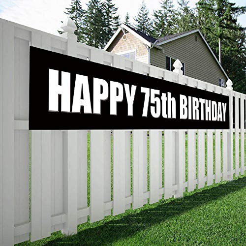 Maplelon Happy 75th Birthday Banner, 75 Birthday Party Sign Supplies Decorations