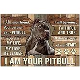 Pitbull Metal Tin Sign I Am Your Friend Your Pitbull Funny Poster Living Room Kitchen Bathroom Home Art Wall Decoration