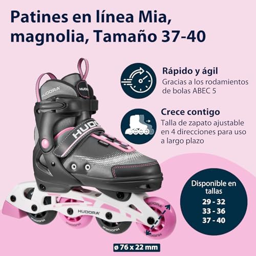 Patines de Ruedas MIA Magnolia - Patines para niños/Adolescentes y Adultos - Tallas 37-40 - Ajustables en 4 Tallas - cómodos y Elegantes