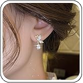 Yheakne Vintage Teardrop Crystal Earrings Gold Cz Butterfly Stud Earrings Rhinestone Teardrop Dangle Earrings Sparkly Waterdrop Cz Earrings Jewelry for Women