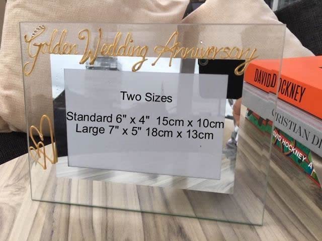 Golden (50th) Wedding Anniversary Photo Frame Land (Milestone) Standard 6” x 4”