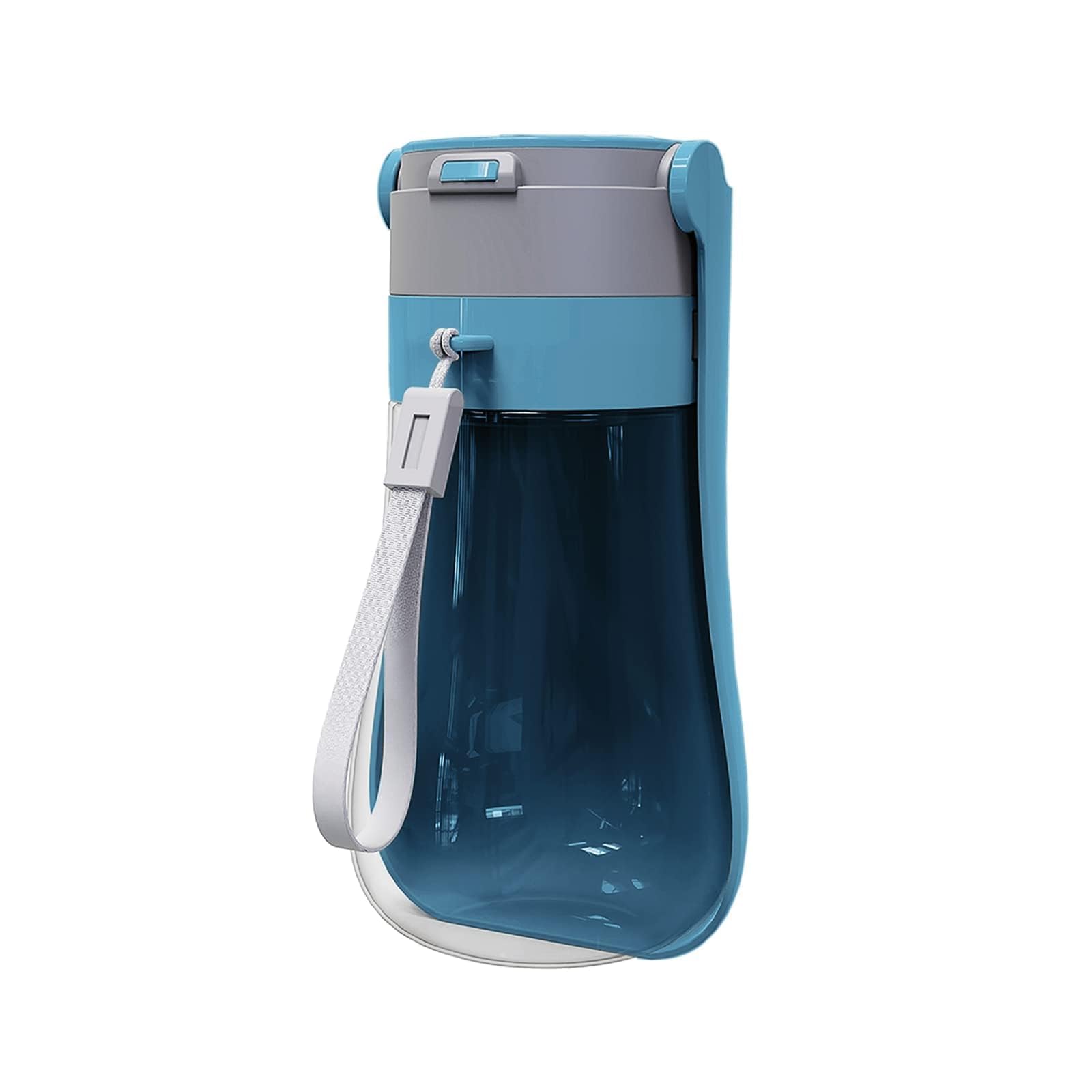 Foldable Dog Water Bottle [Blue, 430ml/15oz] Portable Walking Pet Water Dispenser Bowl Accessories Outdoor Hiking Travelling