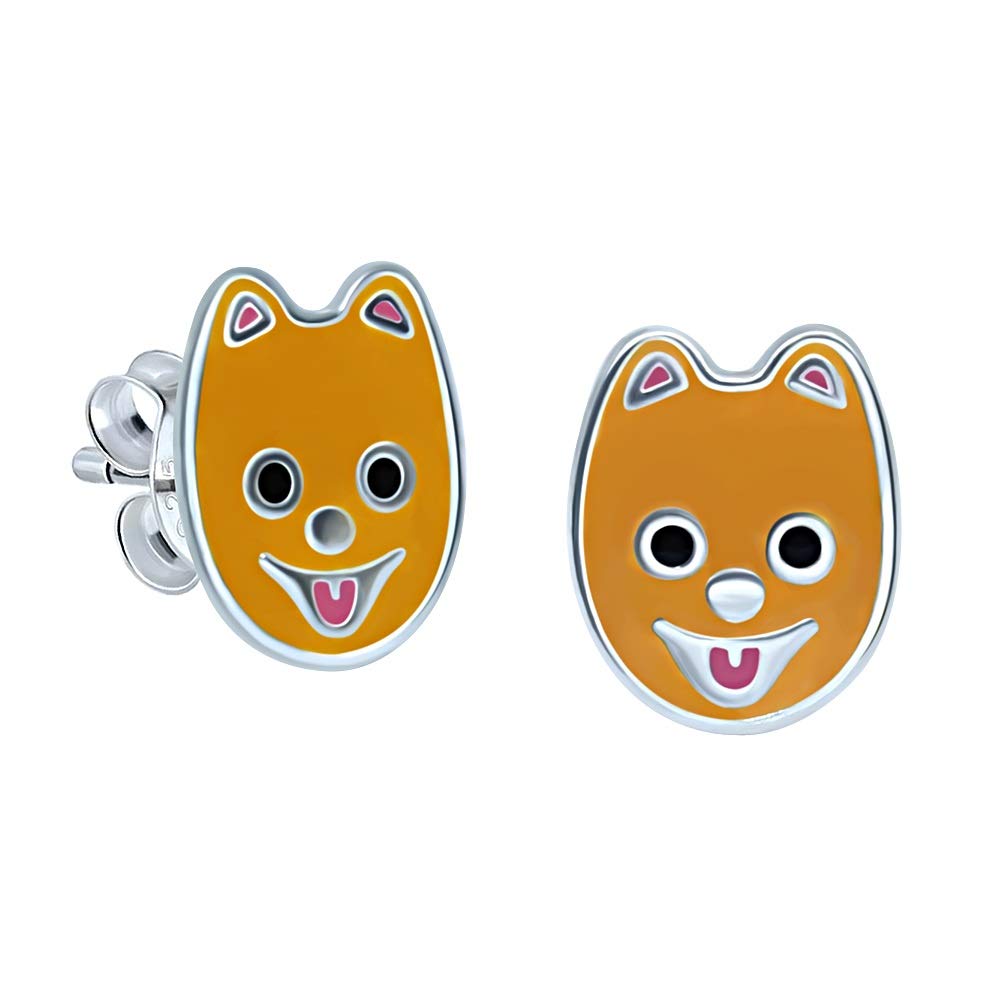 Brown Pomeranian Dog Earrings 925 Sterling Silver