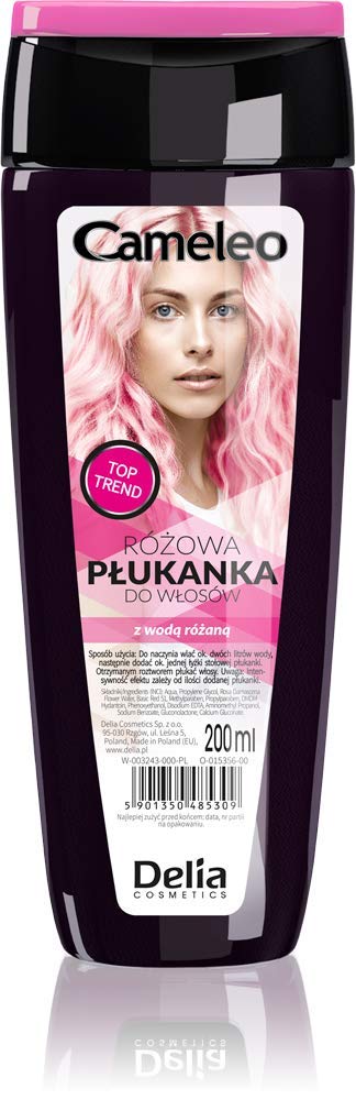 Cameleo - Pink Hair Toner with Rose Water, NO Yellow Shades, Tones, Semi Permanent Hair Dye - Blonde, Grey Hair - Colour & Care - Paraben Free | 200ml