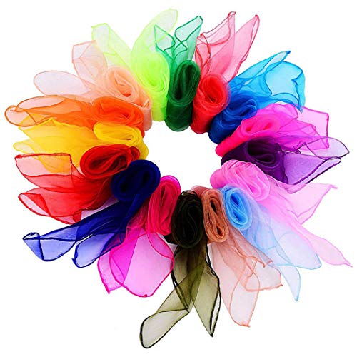Beuya 20 Piece Dance Scarves Solid-Color Square Juggling Scarf Magic Scarves Fashion Clothing Bag Accessories Scarf Handkerchief, 28 x 28 inch