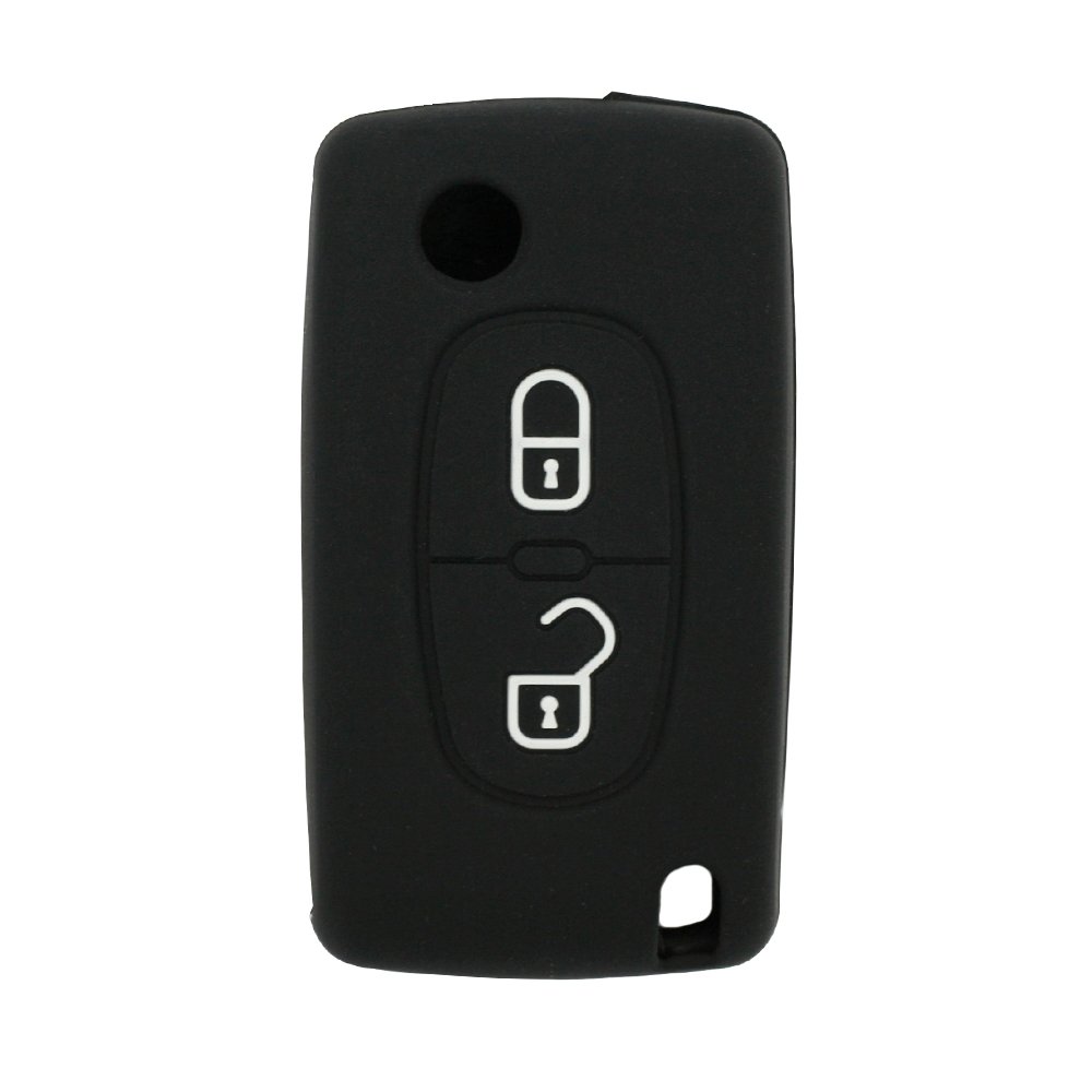 BROVACS Silicone Cover Protector Case Holder Skin Jacket Compatible with PEUGEOT CITROEN 2 Button Flip Remote Key Fob CV4302 Black โ image 1
