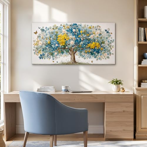 SERIMINO Modern Living Room Decoration Paintings, Large Decorative Canvases, Colourful Decorative Sheets Tree of Life, Flower Paintings Artistic Hallways, Bedrooms, Dining Room, 73 x 146 cm