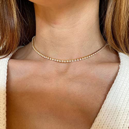 Tewiky Gold Choker Necklaces for Women, Dainty Gold Necklace 14k Gold