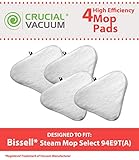 Think Crucial 4 Replacements For Bissell Mop Pads Fit Steam Mop Select Model 94E9T(A), Compatible With Part # 76B2A, Washable & Reusable