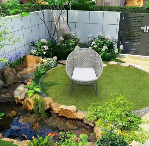 YIYAN 3 Pieces Outdoor Wicker Patio Conversation Bistro Set, All-Weather Rattan Patio Furniture Set with Table & Cushions, Outdoor Sectional Sofa for Patio, Balcony, Backyard, Deck(Light Grey)