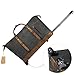 Kattee Luggage Rolling Duffel Bag Leather Trim Canvas Wheeled Carry-on Travel Bag 50L (Black)