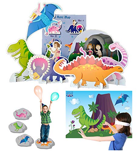 Dinosaur Party Games For Children, set of 3, Pin the Tail on the Dinosaur, Dinosaur Treasure Hunt and Dinosaur Stepping Stones