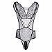 FEESHOW Men's One-Piece Lingerie Sissy Pouch Leotard Thong Mesh Bodysuit Nightwear Black XL