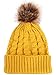 Simplicity Men / Women's Winter Hand Knit Faux Fur Pompoms Beanie Hat Ginger