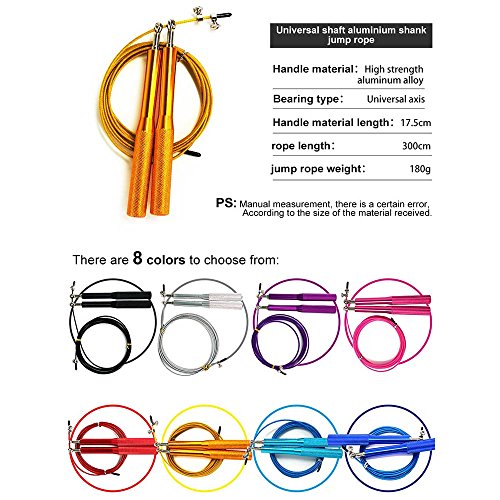 IYOUBOL Jump Rope,High speed skipping rope for High Speed Skipping Exerciser Jumping Workout and Home Premium Quality 3 meters colorful jump rope. (yellow)