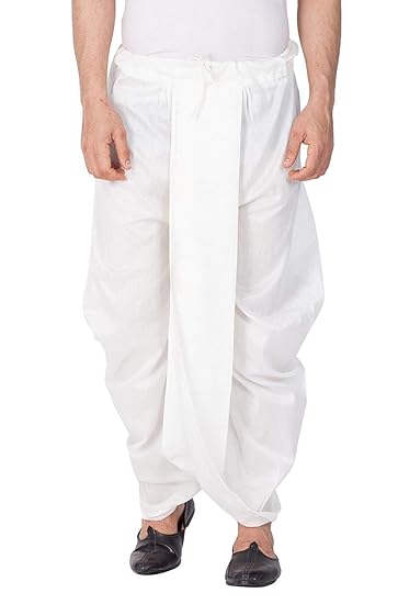 Men's Fine Ryan Silk Dhoti (White, Free Size)