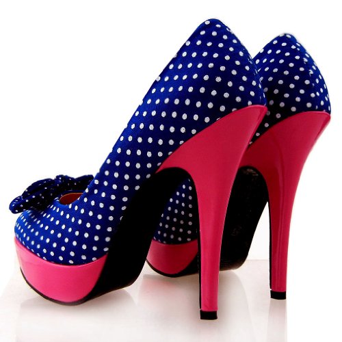 blue polka dot heels