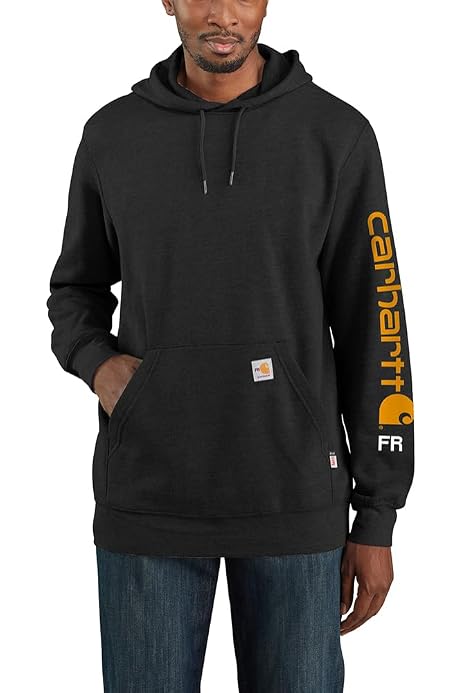 VATRENUS FR Hoodie For Men - Flame Resistant Zipper Jacket, 10.5oz Cotton Fleece, Welding Sweatshirt, Black, Small