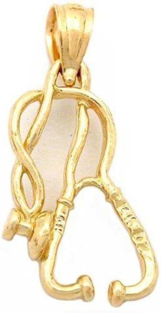 Stethoscope Charm 14K Gold 17mm Jewelry