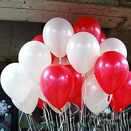 Vinakaya Mart Metallic HD Balloons-Pack Of 50 (Red & White)