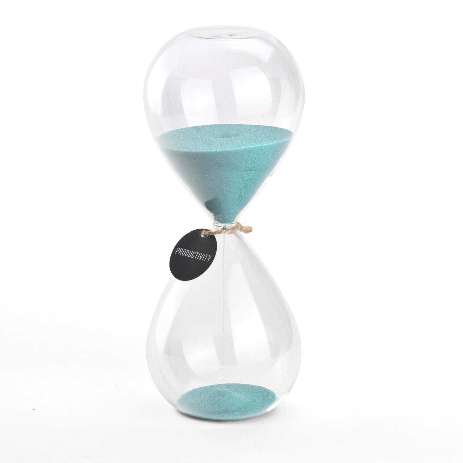Hourglass Sand Timers - SWISSELITE Biloba Hourglass Sand Timer Inspired Glass/Home, Desk, Office Decor (Turquoise color,30 mins)