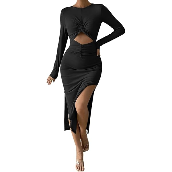 black long sleeve maxi wrap dress Maxi Dress in Black XS main image 0