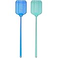 AYA Fly SWATTER 2 Pack Flexible Strong Manual SWAT Set with Long Handle Summer Colors Multi Pack (Blue Green)