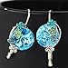 Neoglory Jewelry Platinum Plated Big Bold Blue Crystal with Delicate Flower Tear Hoop Earrings Women Jewelry Gift
