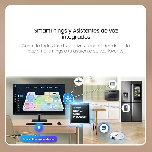 Bundle LS32DM703UUXEN Monitor + Soporte para Monitor 24-48 Pulgadas Altura Regulable + Cable de Alimentación Enchufe Tipo F de 5M Blanco