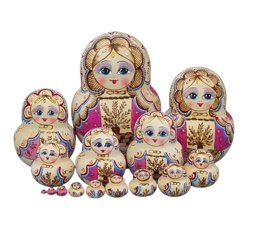 PXIWDAN 15 Pcs/Set Matryoshka Dolls Nesting Dolls Hand Painted Russian Doll Stacking Nested Handmade Dolls Stacking Doll