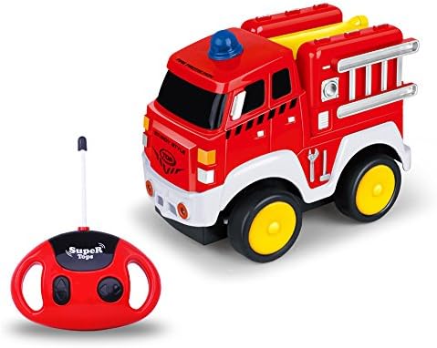 Remote Control Truck, Cartoon RC Fire Truck with Sounds, Remote Construction Vehicle Toy for Kids and Toddlers