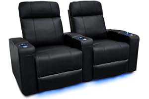 VALENCIA THEATER SEATING Valencia Piacenza 2025 Power Headrest Home Theater Seat - Premium Italian Leather Recliner with Cooling Gel Memory Foam, Motorized Headrest, USB Charging & LED Lights (Row of 2)