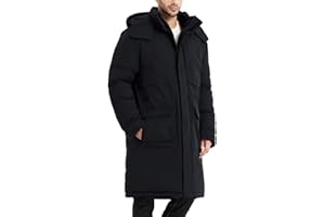 Rejork Men's Extra Long Parka Winter Coats Hooded Puffer Jacket Heavy Warm Water-resistant Outerwear Cold Weather